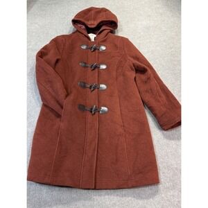 L.L.Bean Women 12 Classic Lambswool Duffel Coat Outdoor Heavy Rust